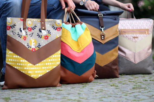 Schnittmuster Varo Varianten Shoppingbag Turnbeutel Rolltop Rucksack Hansedelli