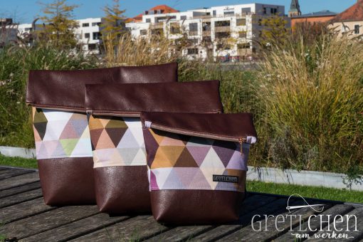 FoldOver 2.0 Hansedelli alle 3 Größen mini big geometrisches Muster Rucksacktasche nähen Fold Over Tasche Schnittmuster