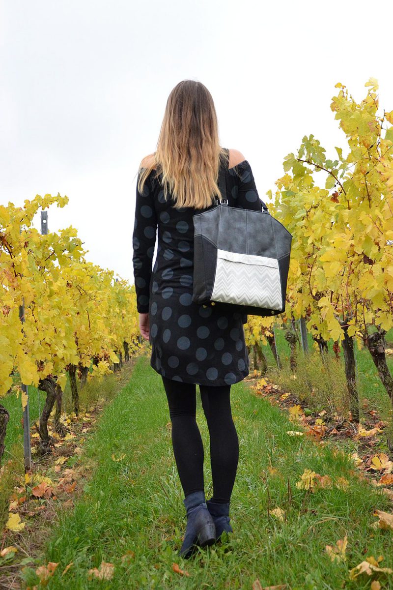 Tasche Lexa Hansedelli schwarz silber elegante Businesstasche nähen Shopper Schnittmuster
