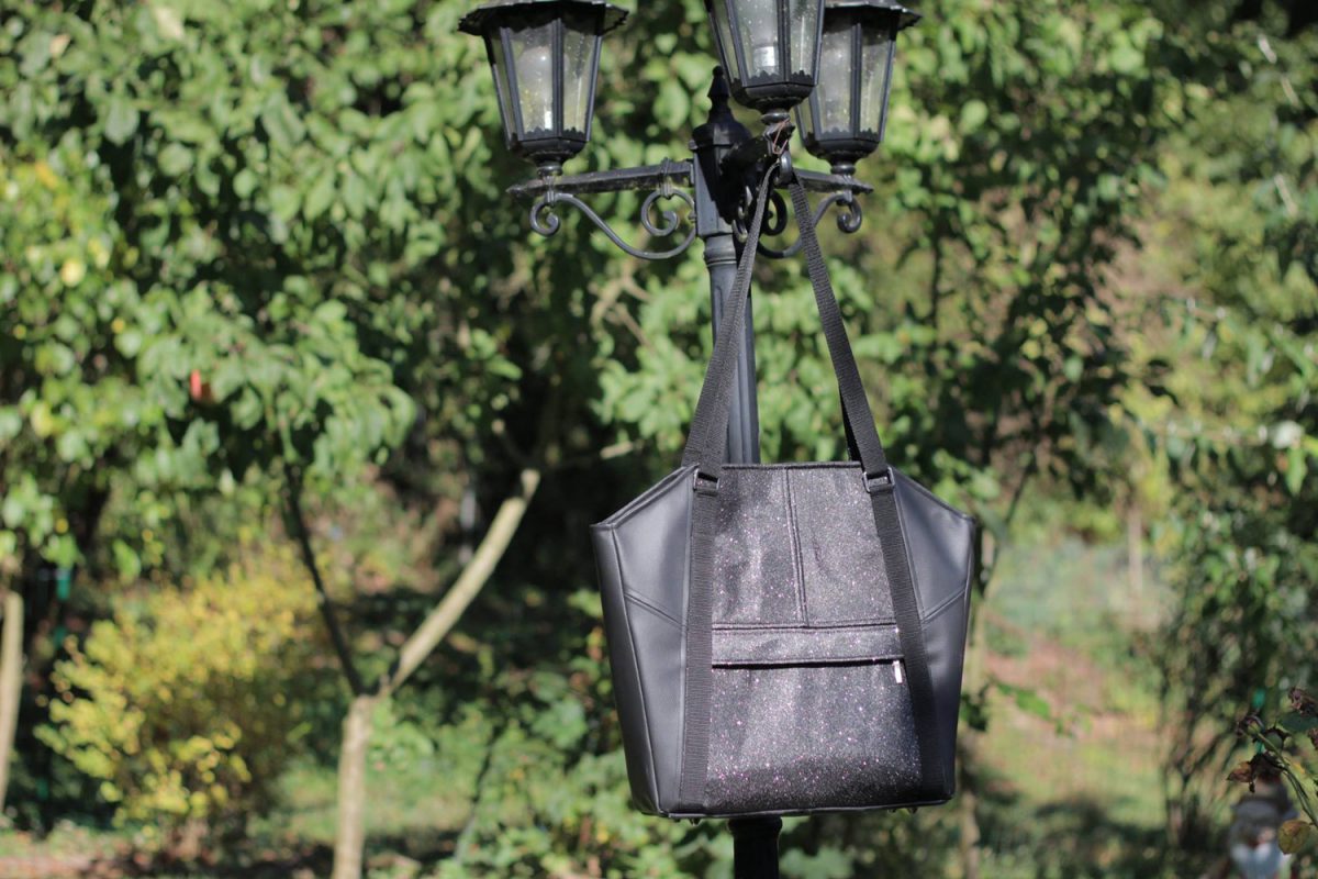 Tasche Lexa Hansedelli schwarz Glitzer elegante Businesstasche nähen Shopper Schnittmuster