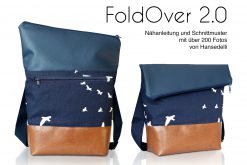 FoldOver 2.0 Set FoldOver Tasche und Geldbörse Ruby von Hansedelli Birch Vögel Bio-Canvas blau FoldOver Tasche nähen Portemonnaie Schnittmuster