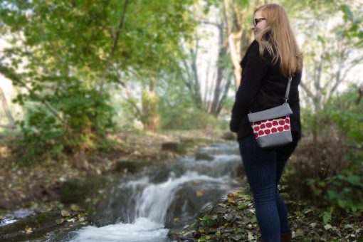 FoldOver 2.0 mini Hansedelli grau Äpfel rot Natur Rucksacktasche nähen kleine Fold Over Tasche Schnittmuster