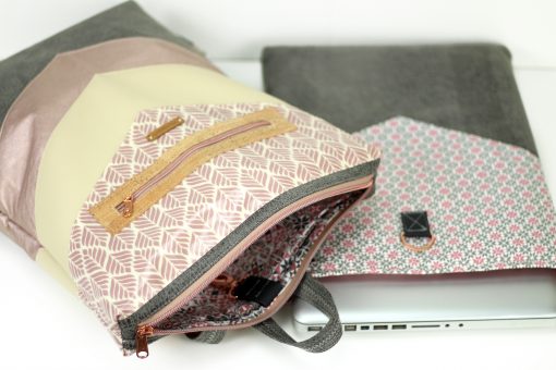 VARO Rucksack rosa metallic kupfer grau Laptopfach