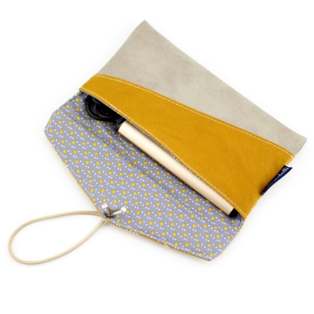 KUORI Smartphonetasche nähen Handytasche Gelb Grau Freebook