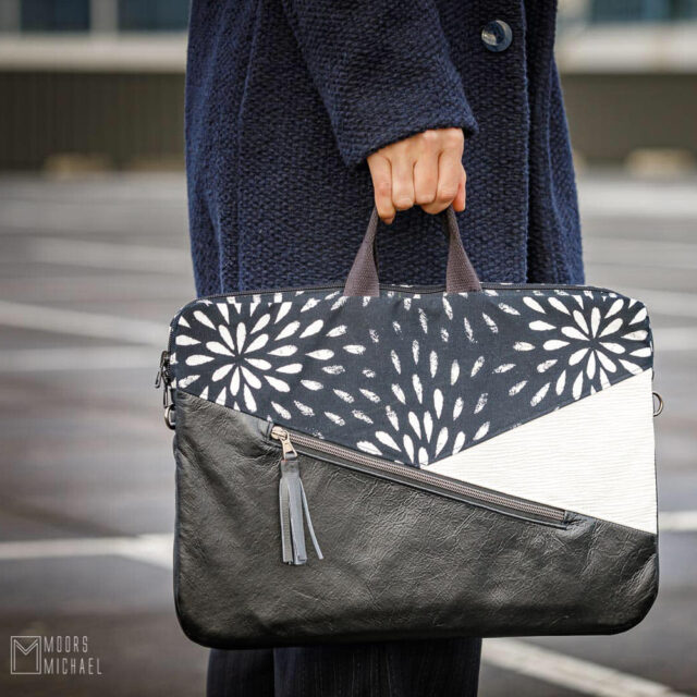 Kuoria laptop case 15" size English sewing pattern detailed photo instructions geometrical bag