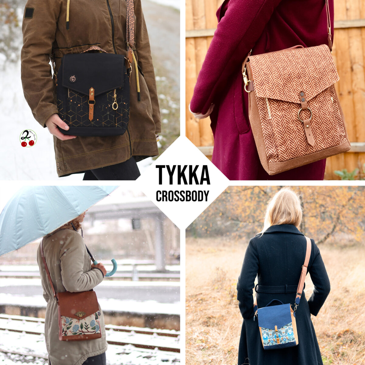 Umhängetasche Tykka Hansedelli 2in1 Tasche Schnittmuster Aufsatztasche nähen