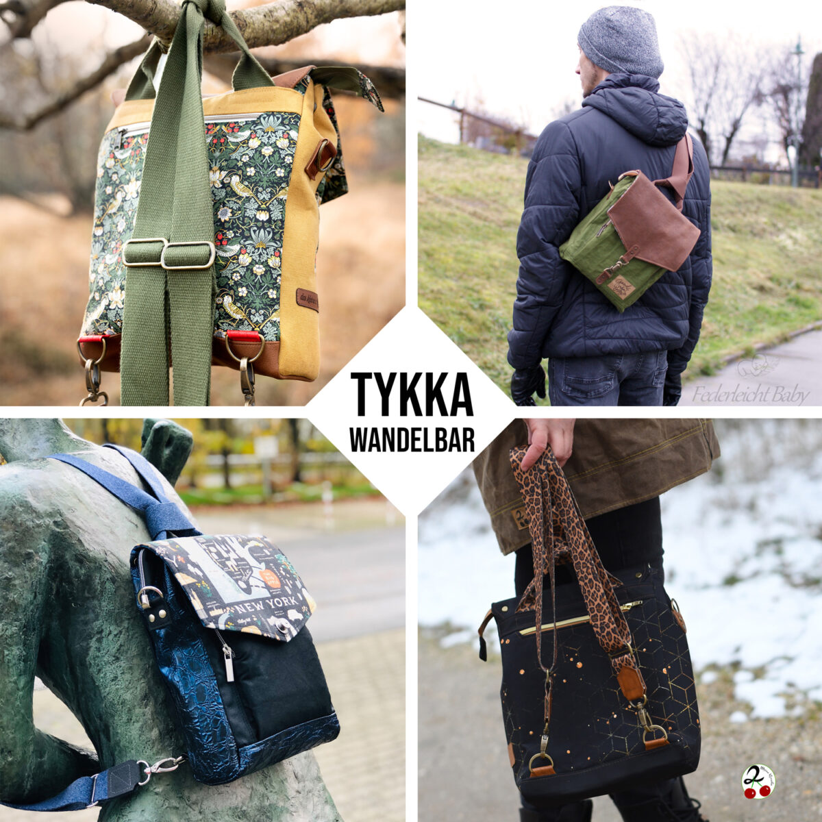 Rucksackfunktion Tykka Hansedelli 2in1 Tasche nähen Schnittmuster